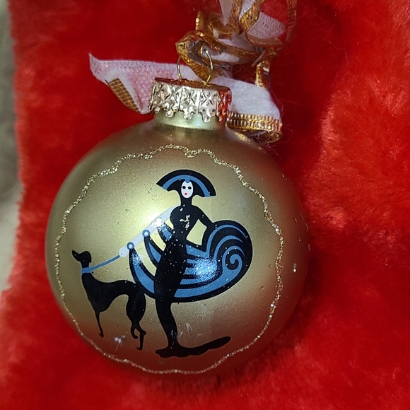 Christmas Stocking with Vintage Erte Russian wolf hound Grey hound ornament - Picture 1 of 4